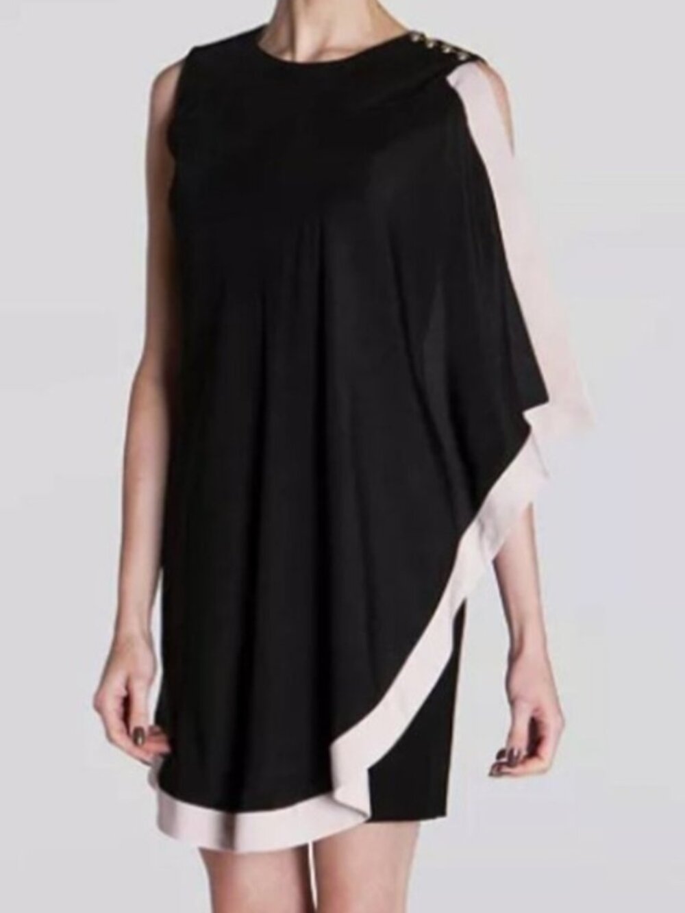 Ted Baker London Bolty Asymmetric Draped sleeveless mini Dress Black/pink size 2